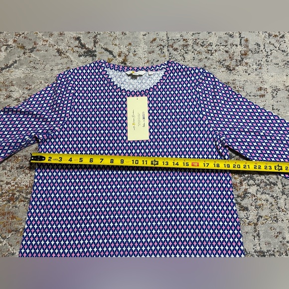 BODEN Diamond Pattern Scoop Neck 3/4 Sleeve 100% Cotton Nightgown size 10 NEW - Picture 9 of 10